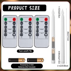72 Pcs Flameless Taper Candles with Remote and Timer 11″ Battery Operated Can…