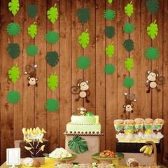 Monkey Palm Leaves Cutouts Garland Jungle Party Decorations Monkeys
