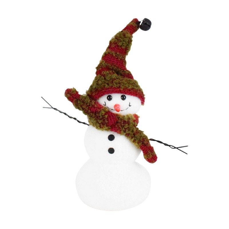 Snowman Plush Dolls with Striped Hat and Scarf Christmas Festival Desk Ornament