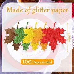 100PCS Thanksgiving Fall Leaves Bulletin Board Decoration Glitter Maple Adhesive