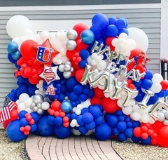 130Pcs Red White Blue Balloons Different Sizes 18″ 12″ 10″ 5″ Party Latex Balloo