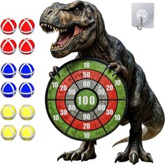 NEW Dinosaur Themed Toss Game Banner with 12 Sticky Balls 30” Dino Dart Board