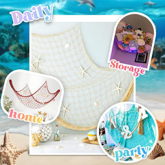 Fish Net Decorations for Party, 2Mm Natural Cotton Hawaiian Party Fish Net Decor