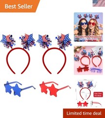 Festive 4 PCS Independence Day Accessories – Comfortable Headbands & Sunglasses