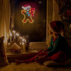 Christmas LED Sign Neon Light Bedside Night Lamp Room Home Wall Decor Lights USB