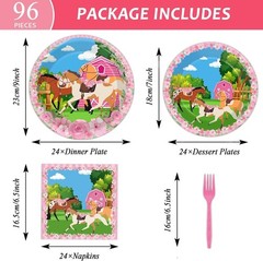 Horse Party Plates Napkins Tableware Set Kentucky Birthday Supplies Pink Girl