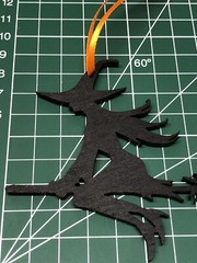 Halloween Hanging decoration Black Witch Laser Cut Painted Plywood. With Ribbon.