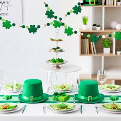 St. Patrick’s Day 8.2ft Felt Ball Garland with Shamrock and Gold Beads