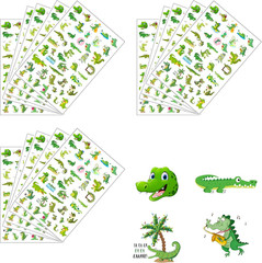 1200 PCS Reptile Crocodile Themed Paper Stickers-Reptile Crocodile Party Supplie