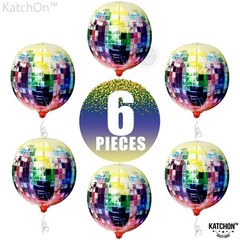 Katchon Big Multicolor Disco Ball Balloons – 22 Inch, Pack Of 6 | Neon