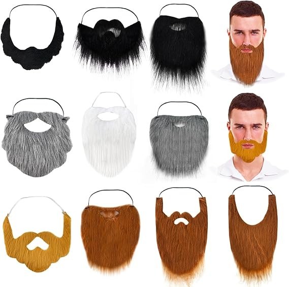 10 Pcs Fake Beards,Funny False Mustaches,Costume Beard Halloween for Adults and
