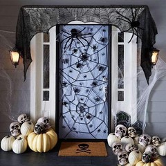 Bufanda de telaraña para chimenea de Halloween, bufanda de telaraña de encaje