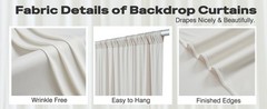 10ftx12ft Beige Backdrop Curtains for Parties, Wrinkle Polyester Beige Photo