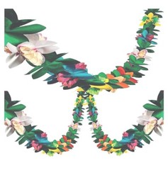 (3Pack) Tissue Flower Garland – 12 Feet Long Tropical Multicolored Paper Garland