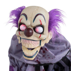 37″ Animated Light-Up Standing Talking Clown with Plate Halloween Decoration