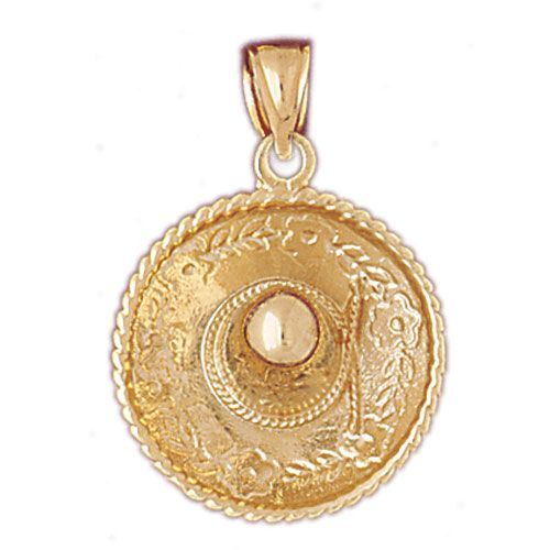 3D Cowboy’s Hat Charm Pendant 14k Gold
