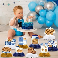 Milk Cookies Birthday Decorations – 9 Pcs Milk and Cookie 1st Birthday Honeyc…