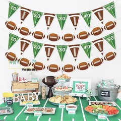 4 Pieces Football Party Decorations, Football Paper Banner with Football Tria…