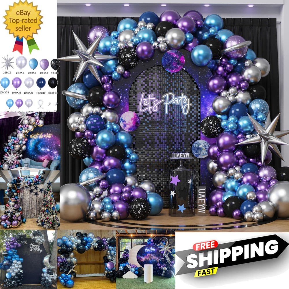 Galaxy Space Balloon Arch Garland Kit for Outer Party Decorations,144Pcs Chro…