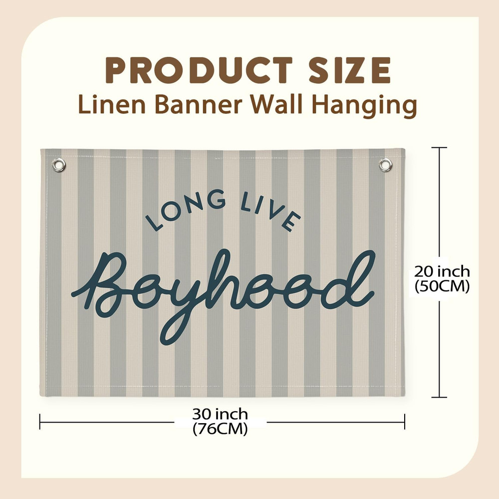 Long Live Boyhood Banner Boys Room Decor, Toddler Nursery Playroom Wall Art f…