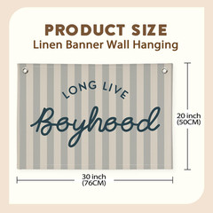 Long Live Boyhood Banner Boys Room Decor, Toddler Nursery Playroom Wall Art f…