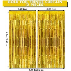 Gold Fringe Curtains Backdrops 2 Pack Large Foil Door Wedding Party Streamer