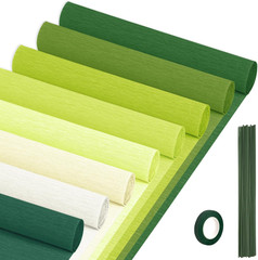 Crepe Paper Streamers 8 Rolls, 10 X 98Inch 8 Green Colors Crepe Paper Sheets