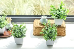 Der Rose 4 Pack Fake Plants Mini Artificial Greenery 7.18″H × 4.7″W, Grey