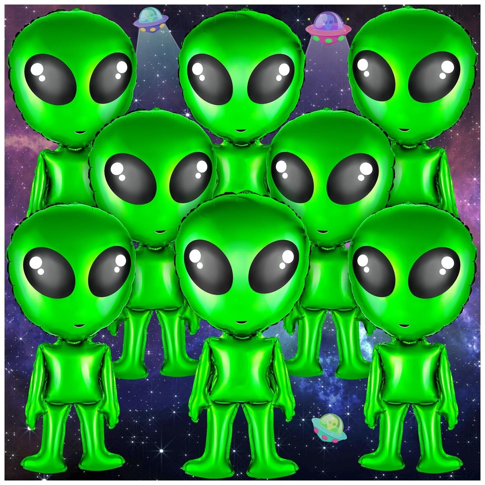 8 pcs Alien Balloons 32 in Green Alien Inflatable Funny Inflatable Alien Ball