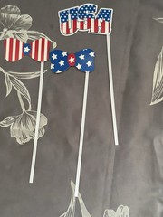 Patriotic Photo Booth Props Set Red White Blue Stars & Stripes USA Theme