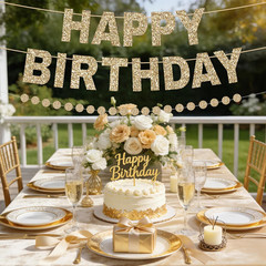 Happy Birthday Banner Pre-Strung Glitter Birthday Party Decorations NO DIY Happy
