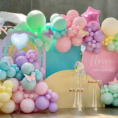 Pastel Rainbow Birthday Decorations,Macaron Pink Blue Purple Green Yellow Colorf