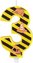 Construction Birthday Number Candles, Boys Happy 3, Multicolor
