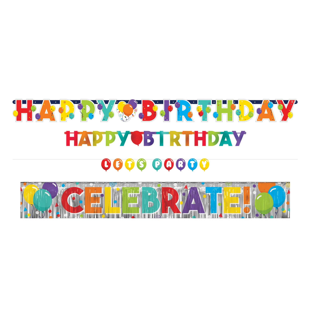 Birthday Celebration Multicolor Paper & Foil Banners
