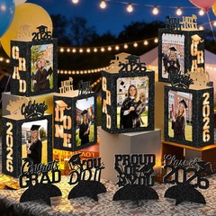 10 Pcs 2026 Graduation Table Decorations Boxes Black Photo Display Graduation Ce