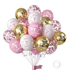 th Birthday Balloons – 16pcs & Gold, Happyth Birthday Confetti Balloons 7 Pink