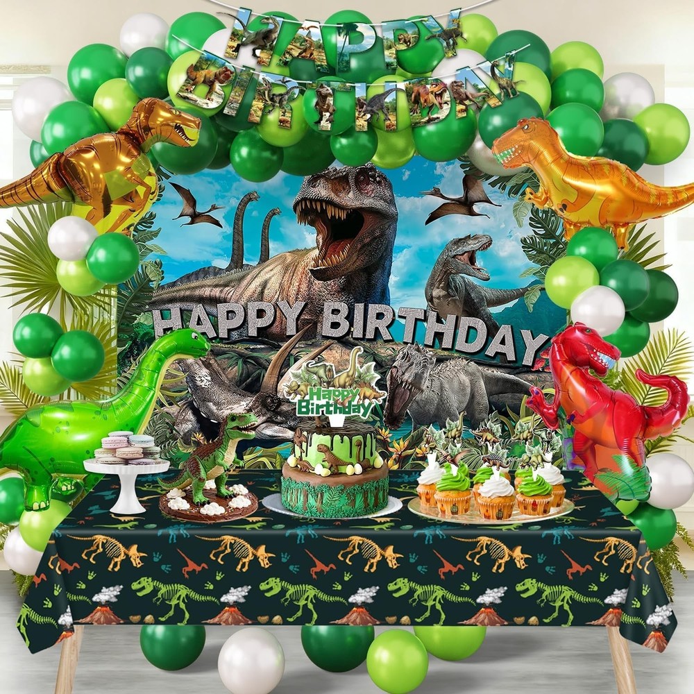 Dinosaur Birthday Party Decorations Kit for Boys – Dino Party Supplies with Tabl