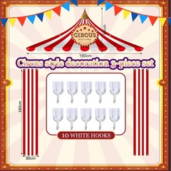 Preboun 3 Pcs Circus Tent Decorations Carnival Theme Party Red White