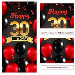 Happyth Birhday Red Black Banner Backdrop Background Photo Booth Props 30