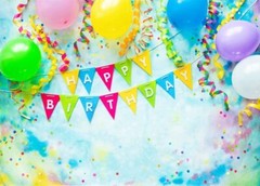 BELECO Birthday Polyester Fabric Backdrop, 5x3ft, Includes Happy Birthday Decora
