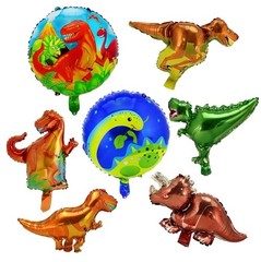 7 Pcs Dinosaur Foil Balloons Dino Birthday Decorations Large Mylar Helium Party