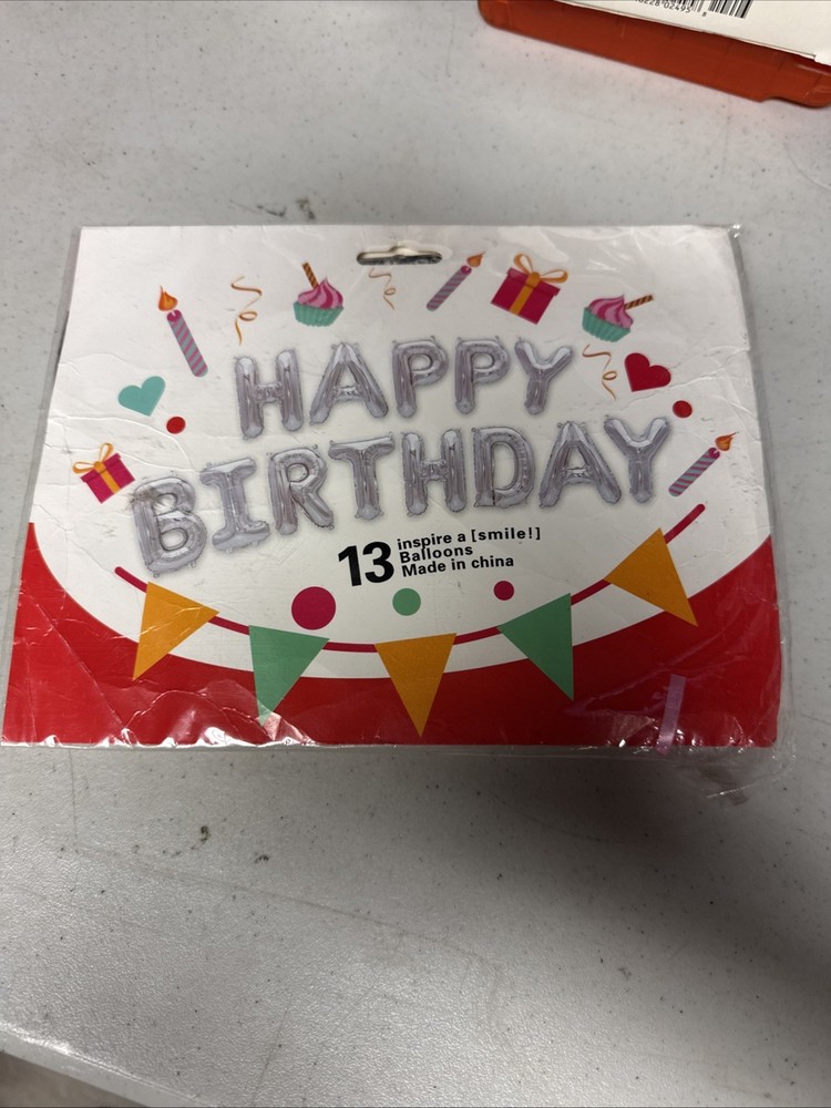 TONIFUL Silver Happy Birthday Balloons Banner 16 Inch Mylar Foil Letters Brow