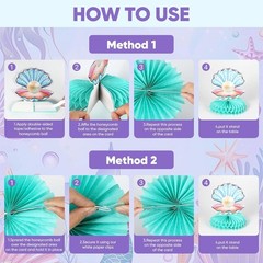 9 Pcs Mermaid Theme Birthday Party Decorations, 3D Double Sided Honeycomb Cen…