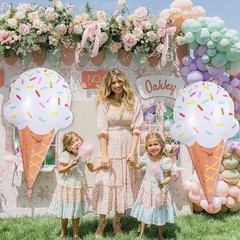 32 Inch Large Ice Cream Balloons Cone Kit, Giant Sweet Ice Cream Sprinkle Foi…