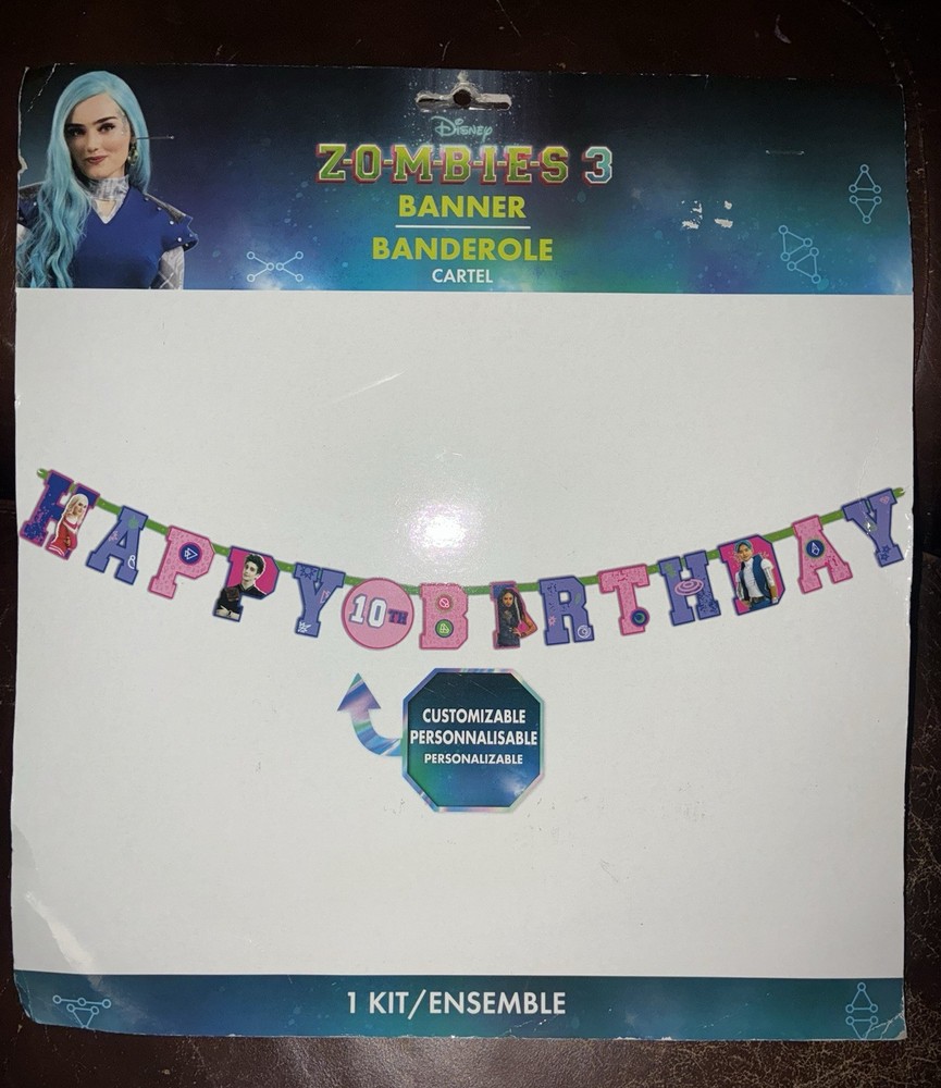 Disneys Zombies 3, Decorative Happy Birthday Party Banner Addison Zed