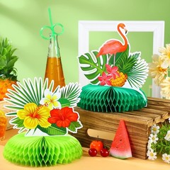 Honoson 9 Pcs Hawaiian Luau Aloha Party Decorations Summer Tropical Honeycomb Ce