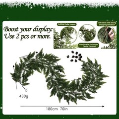2P 6ft Artificial Christmas Garland, Real Touch Cedar Pine Garland-Pine Wreath*+