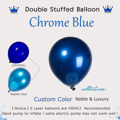 Chrome Blue Double-Stuffed Balloons Different Sizes 52 PACK 18+10+5 Inch Metalli