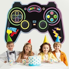 Large Neon Video Game Backdrop 70.9inch Gaming Party Decoration Handheld Video