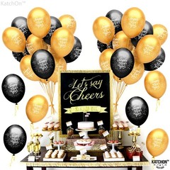 , Black and Gold New Year Balloons 2026 – Pack of 50 | Happy New Year Latex B…